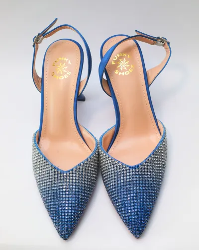 Chivas Pencil Mouth Sandal – Blue Crystal Edition - Luxury Shoes at Futuretense Lekki Lagos