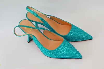 Chivas Pencil Mouth Sandal – Teal Crystal Edition - Luxury Shoes at Futuretense Lekki Lagos