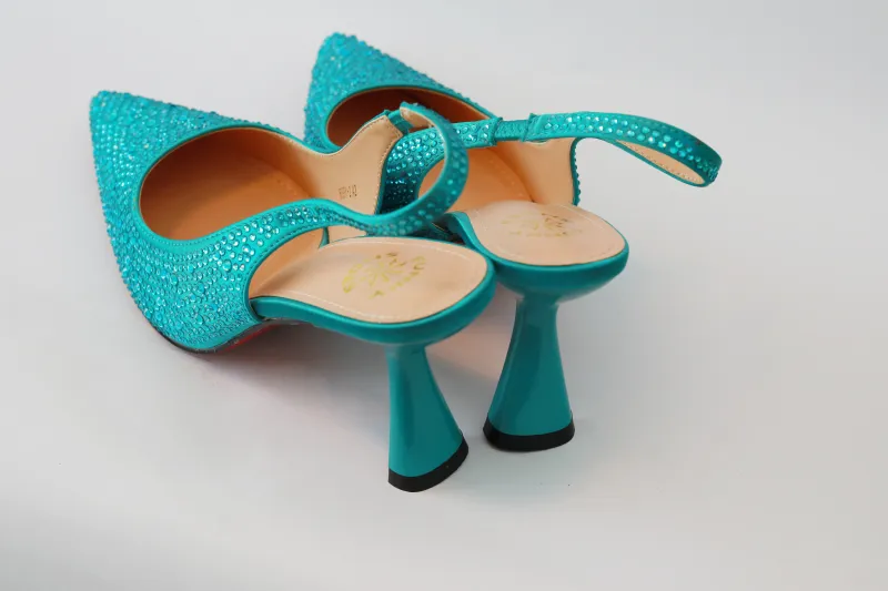 Chivas Pencil Mouth Sandal – Teal Crystal Edition view 2
