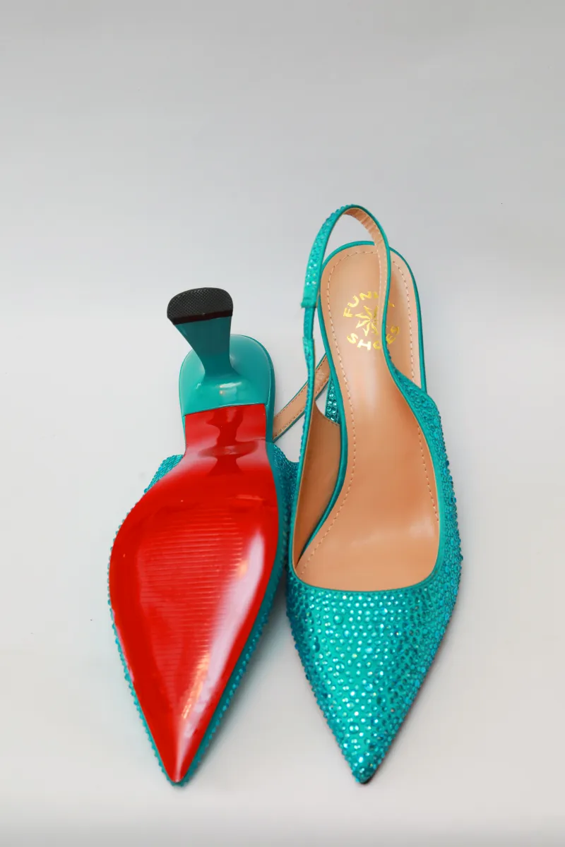 Chivas Pencil Mouth Sandal – Teal Crystal Edition view 3
