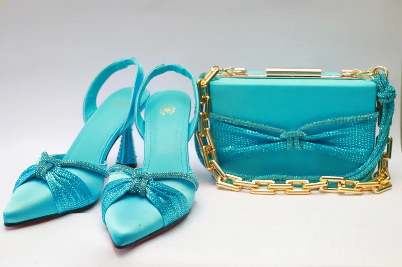 Ify Pencil Mouth Sandal & Purse Set – Navy Blue Edition view 2