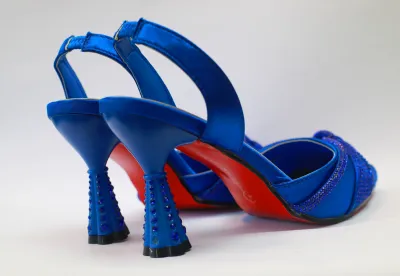 Ify Pencil Mouth Sandal – Royal Blue Crystal Edition - Luxury Shoes at Futuretense Lekki Lagos