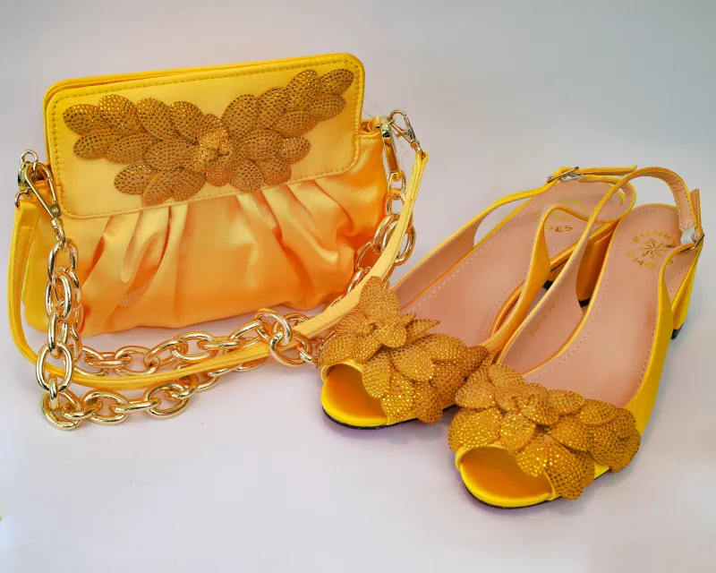 Lilly Open Toe Sandal & Purse Set – Golden Yellow Crystal Edition view 2