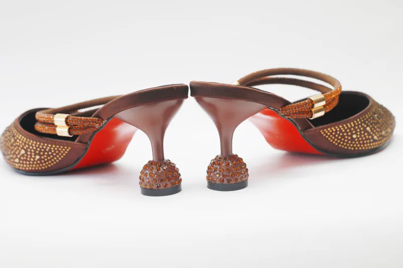 Rosy Crystal Mule Sandal – Chocolate Brown Edition view 3