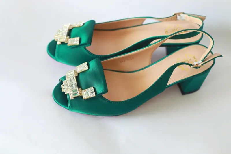 Roseline Open Toe Sandal – Emerald Green Crystal Edition view 2