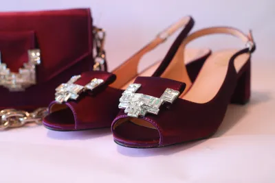 Roseline Open Toe Sandal & Purse Set – Royal Purple Crystal 
