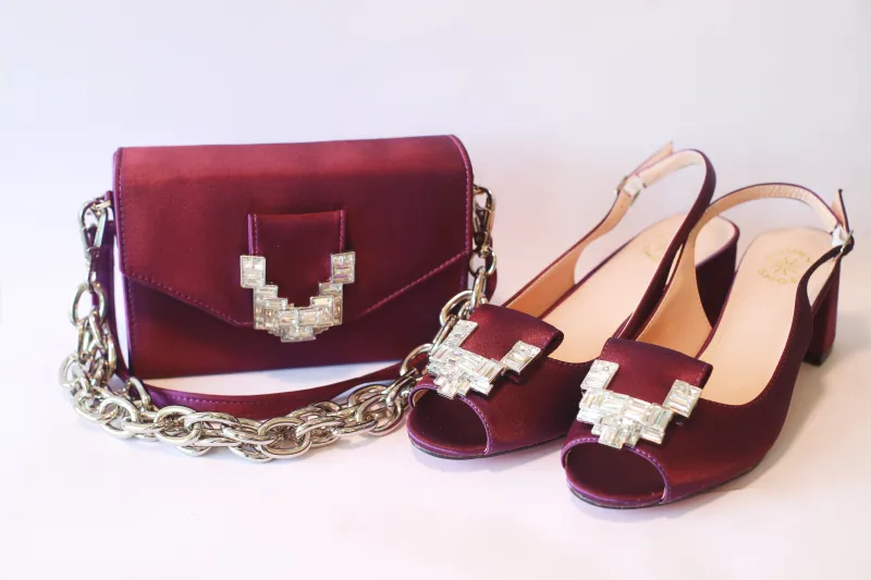 Roseline Open Toe Sandal & Purse Set – Royal Purple Crystal  view 2