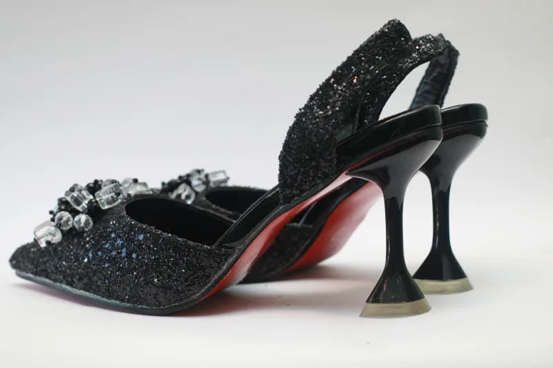 Melina Pencil Mouth Sandal – Black Crystal Edition  view 3