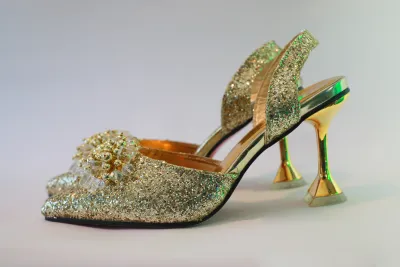 Melina Pencil Mouth Sandal – Gold Crystal Edition  - Luxury Shoes at Futuretense Lekki Lagos