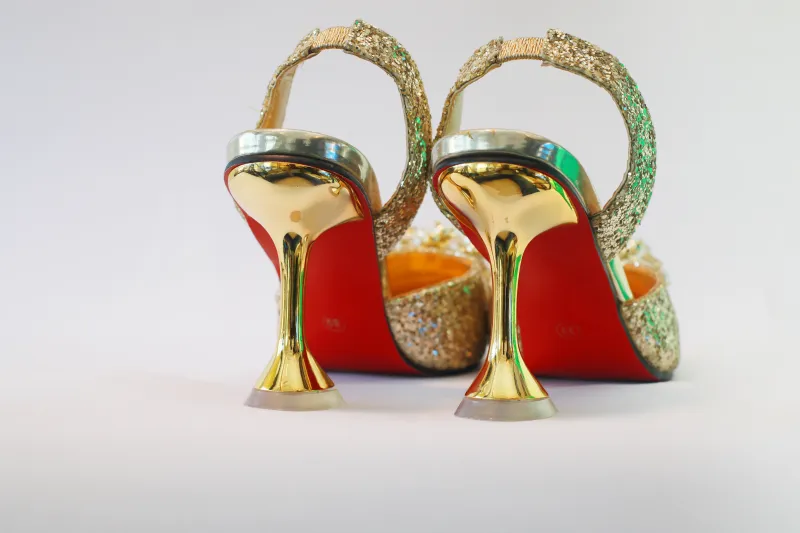 Melina Pencil Mouth Sandal – Gold Crystal Edition  view 3