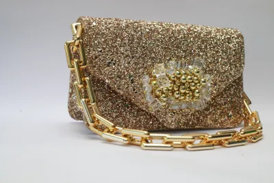 Melina Purse – Gold Crystal Edition  - Luxury Shoes at Futuretense Lekki Lagos