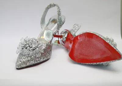Melina Pencil Mouth Sandal – Silver Crystal Edition  - Luxury Shoes at Futuretense Lekki Lagos