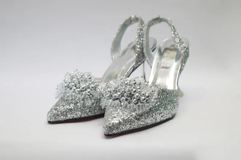 Melina Pencil Mouth Sandal – Silver Crystal Edition  view 5