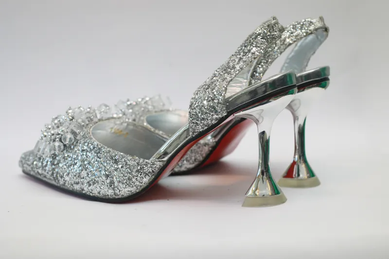 Melina Pencil Mouth Sandal – Silver Crystal Edition  view 6