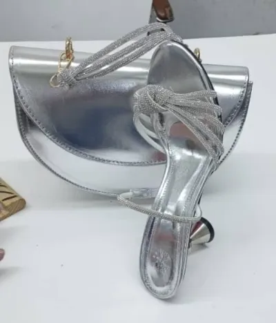 FUNKY SILVERCRYST Silver Shoe & Bag Set 