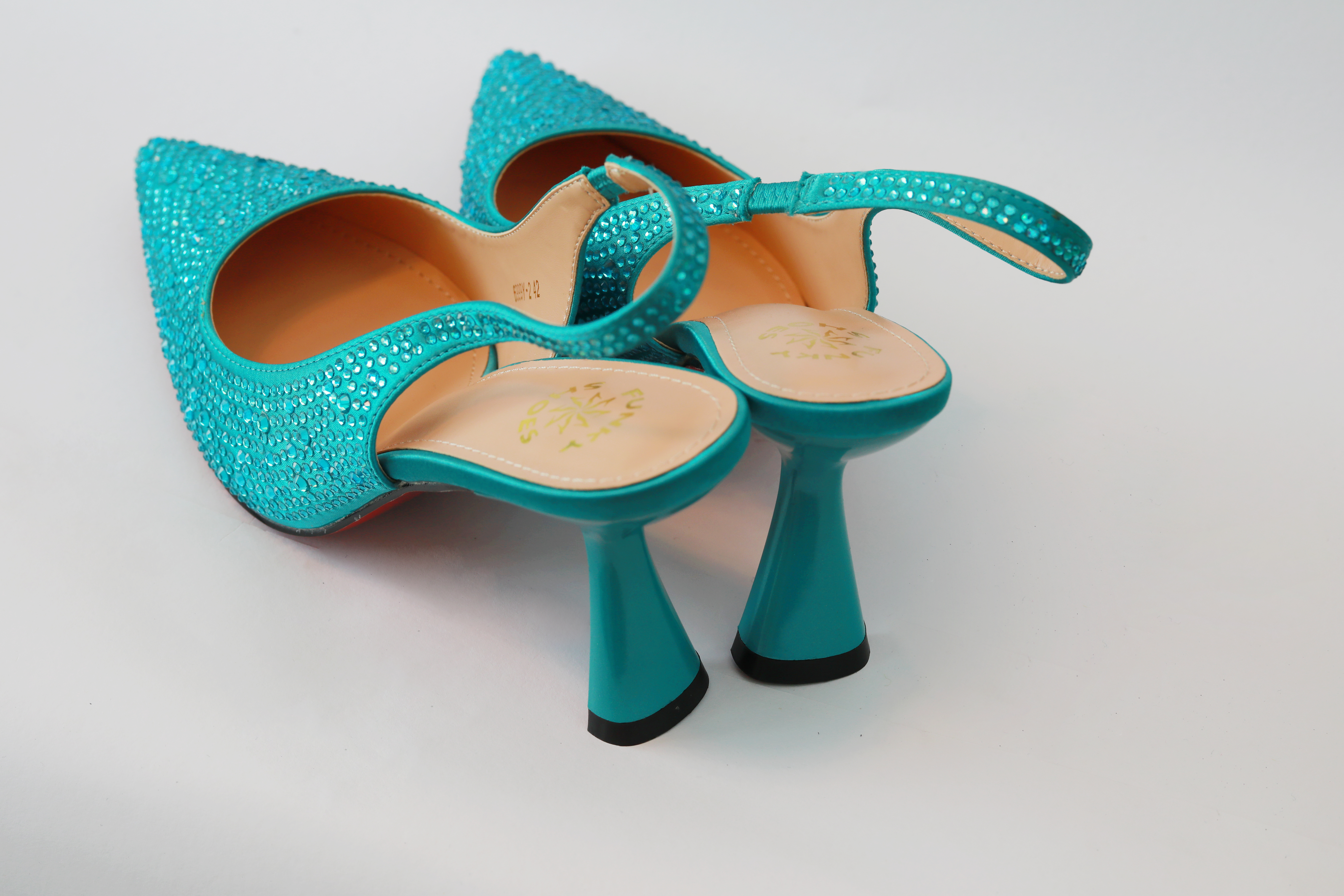 Chivas Pencil Mouth Sandal – Teal Crystal Edition view 2