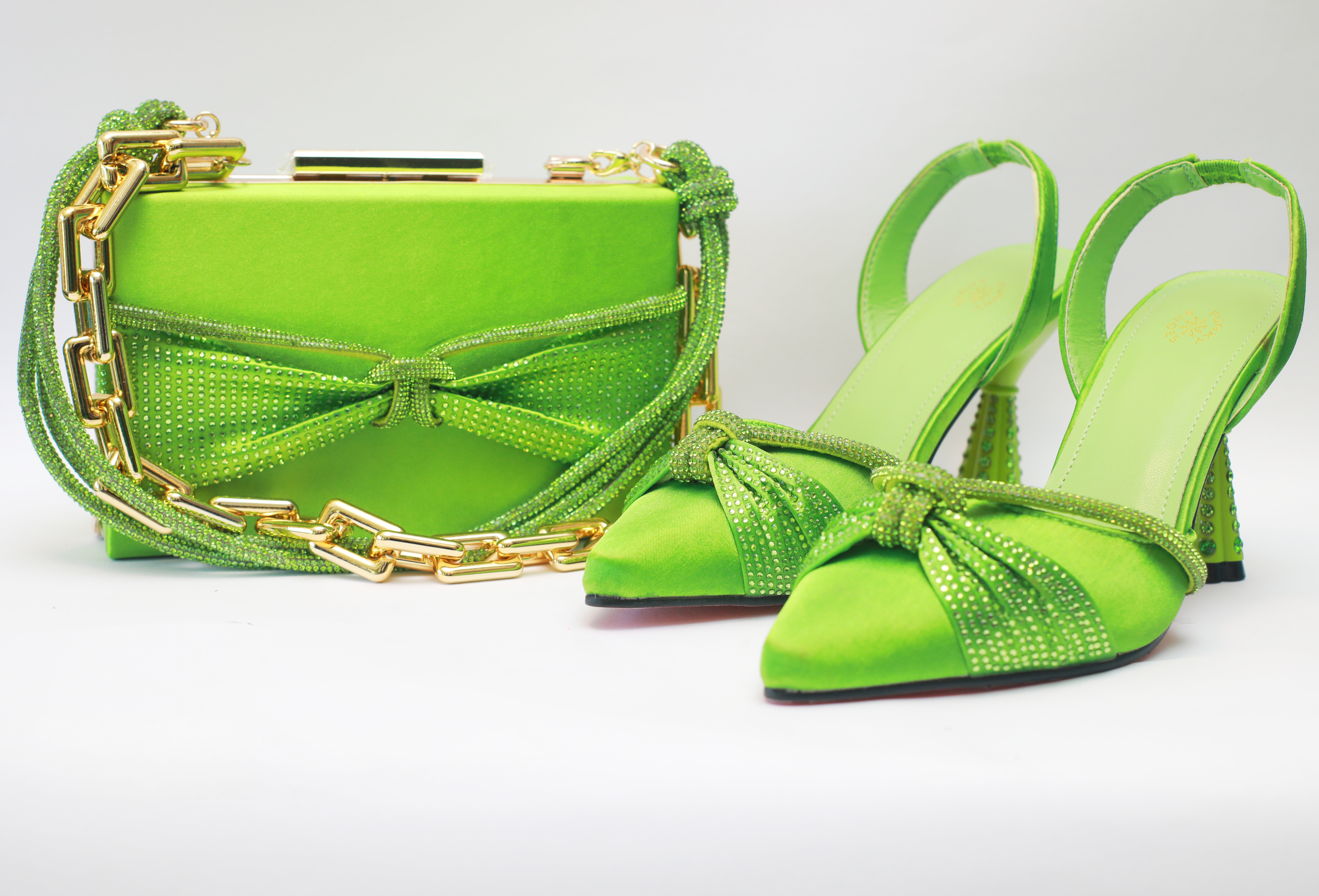 Ify Pencil Mouth Sandal & Purse Set – Green Edition