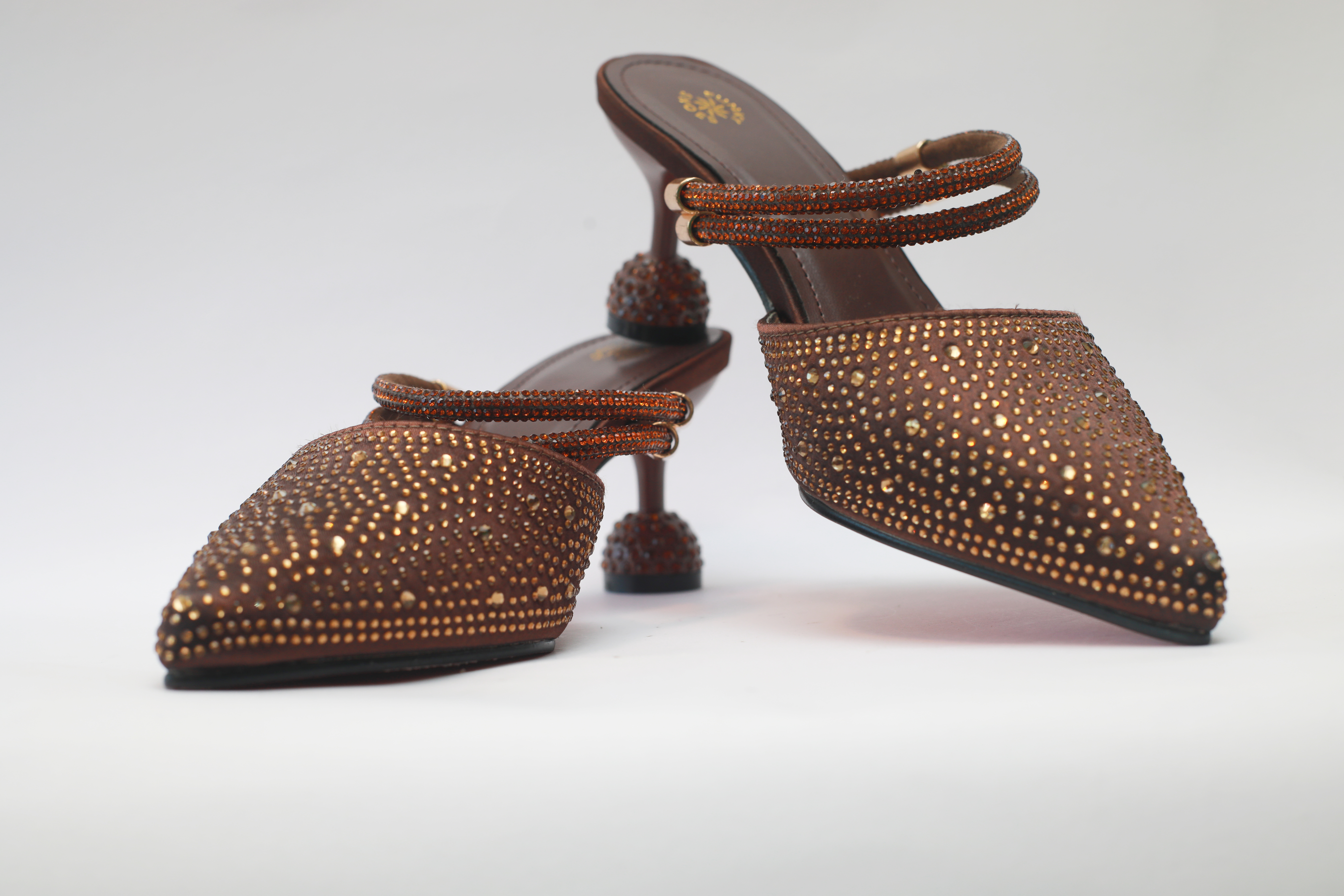 Rosy Crystal Mule Sandal – Chocolate Brown Edition