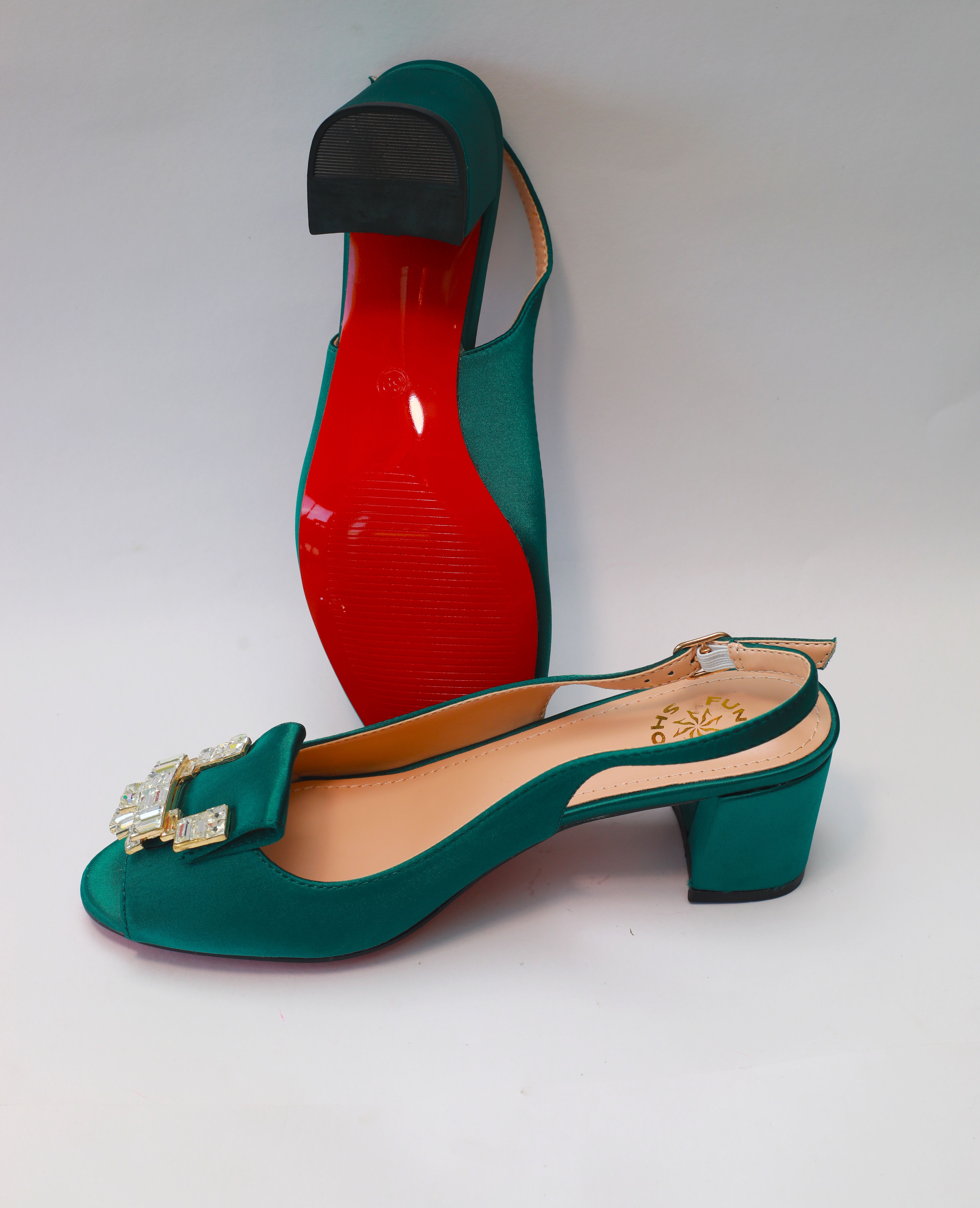 Roseline Open Toe Sandal – Emerald Green Crystal Edition view 3