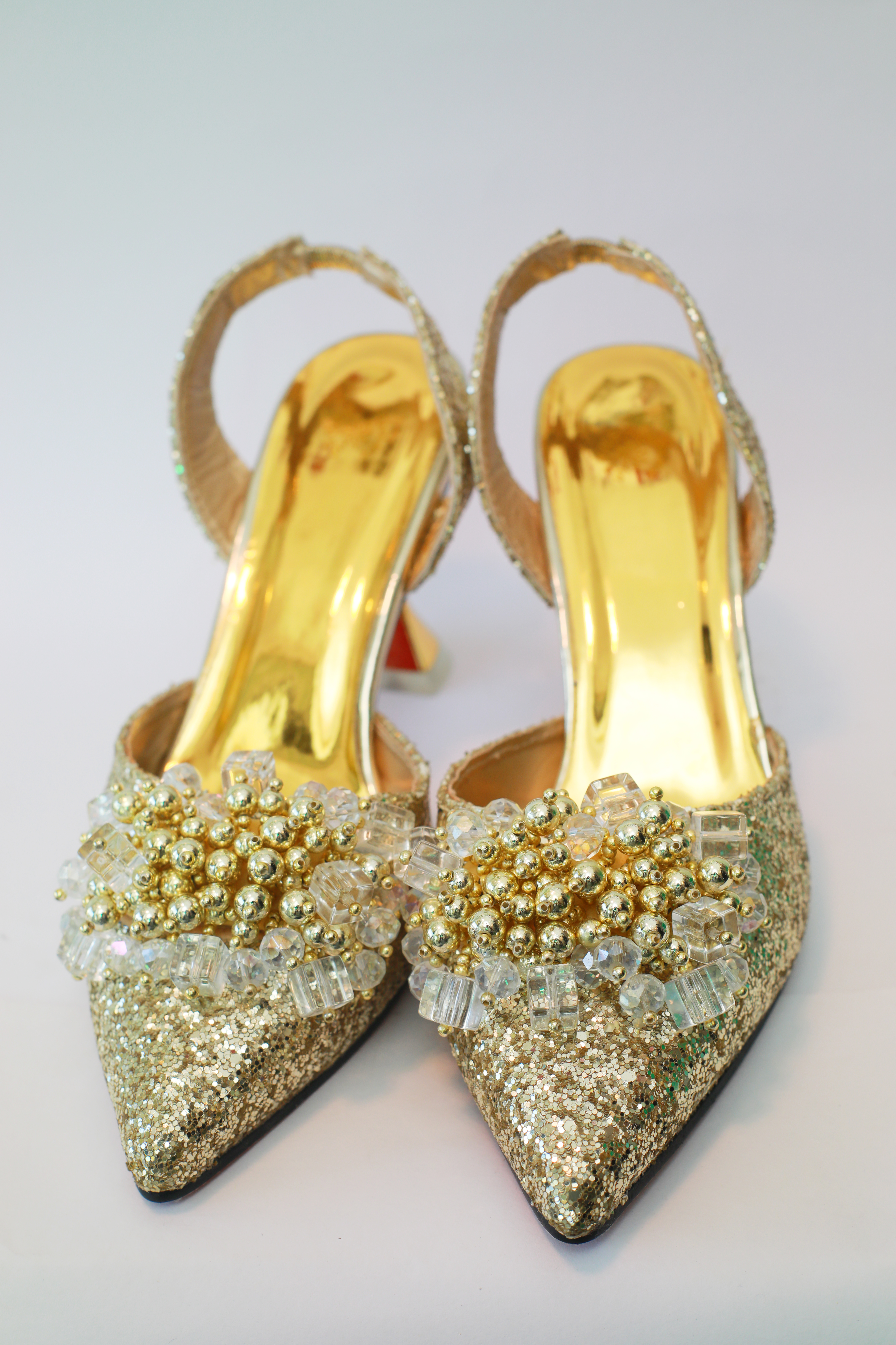 Melina Pencil Mouth Sandal – Gold Crystal Edition  view 2