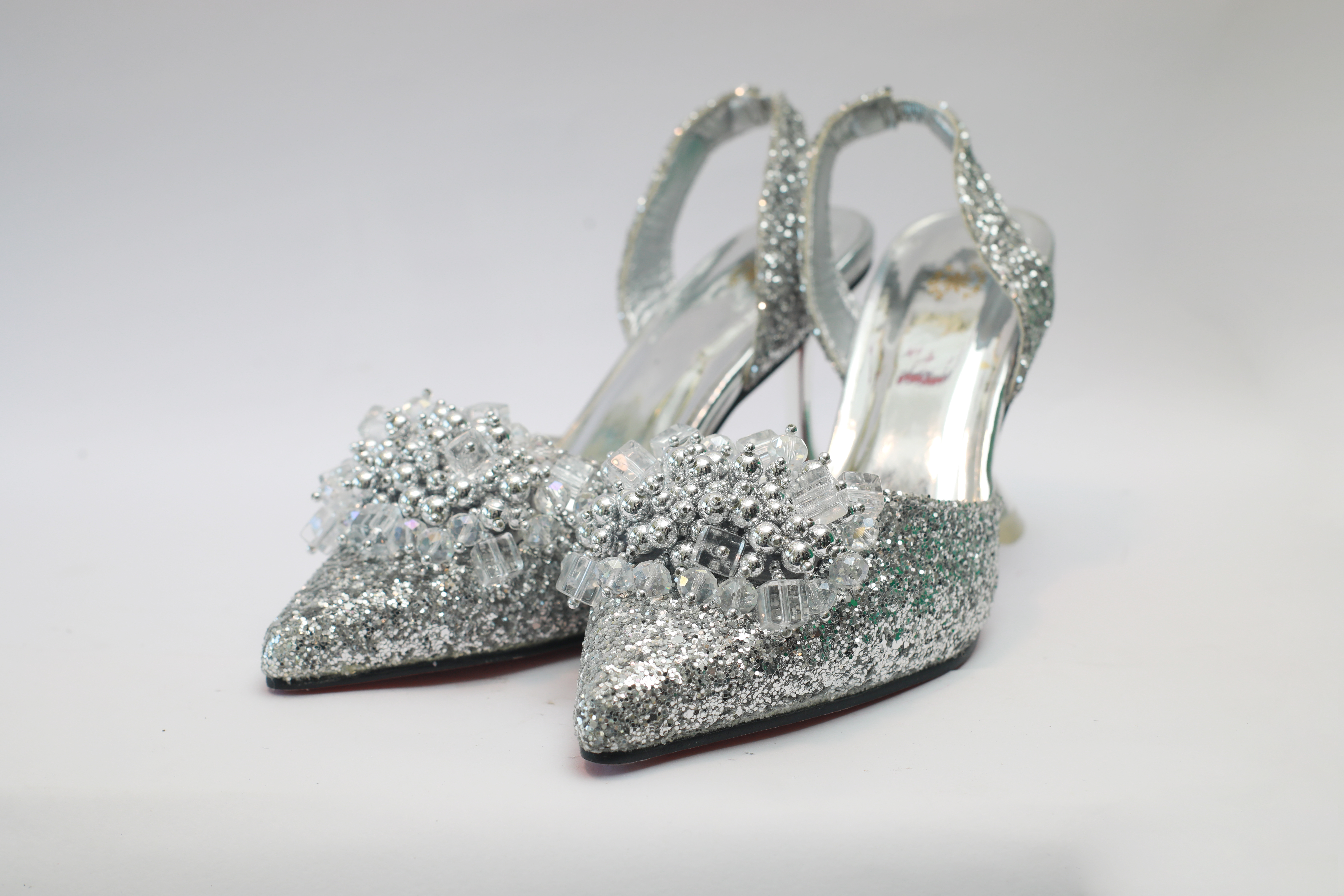 Melina Pencil Mouth Sandal – Silver Crystal Edition  view 5