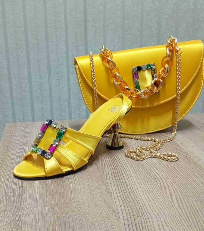FUNKY YELLOWIT - Yellow Shoe & Bag Set - Luxury Shoes at Futuretense Lekki Lagos