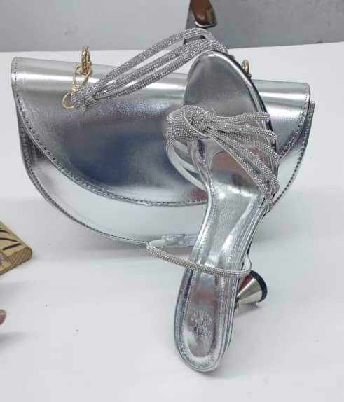 FUNKY SILVERCRYST Silver Shoe & Bag Set  - Luxury Shoes at Futuretense